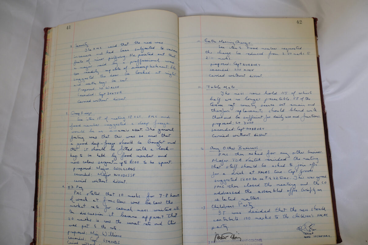 Minutes book from Royal Anglian Regiment Officers Mess Minutes book from Royal Anglian Regiment Officers Mess