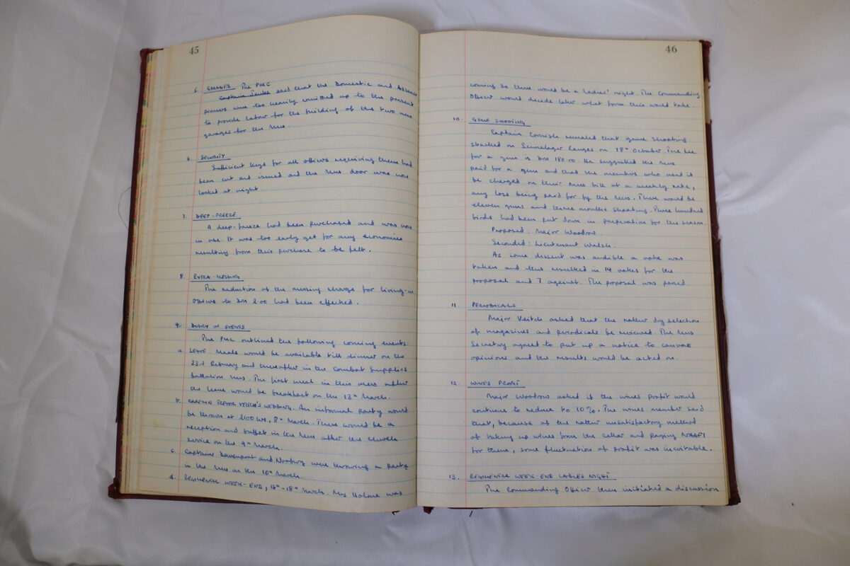 Minutes book from Royal Anglian Regiment Officers Mess Minutes book from Royal Anglian Regiment Officers Mess