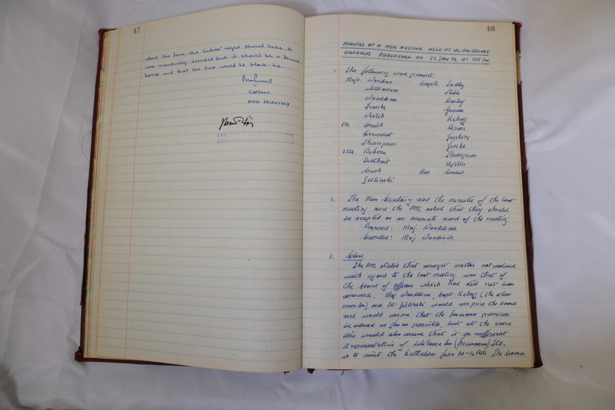 Minutes book from Royal Anglian Regiment Officers Mess Minutes book from Royal Anglian Regiment Officers Mess