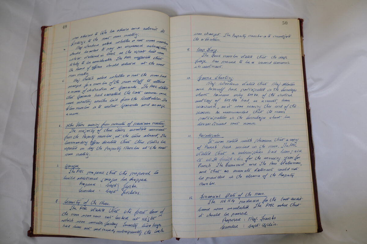 Minutes book from Royal Anglian Regiment Officers Mess Minutes book from Royal Anglian Regiment Officers Mess