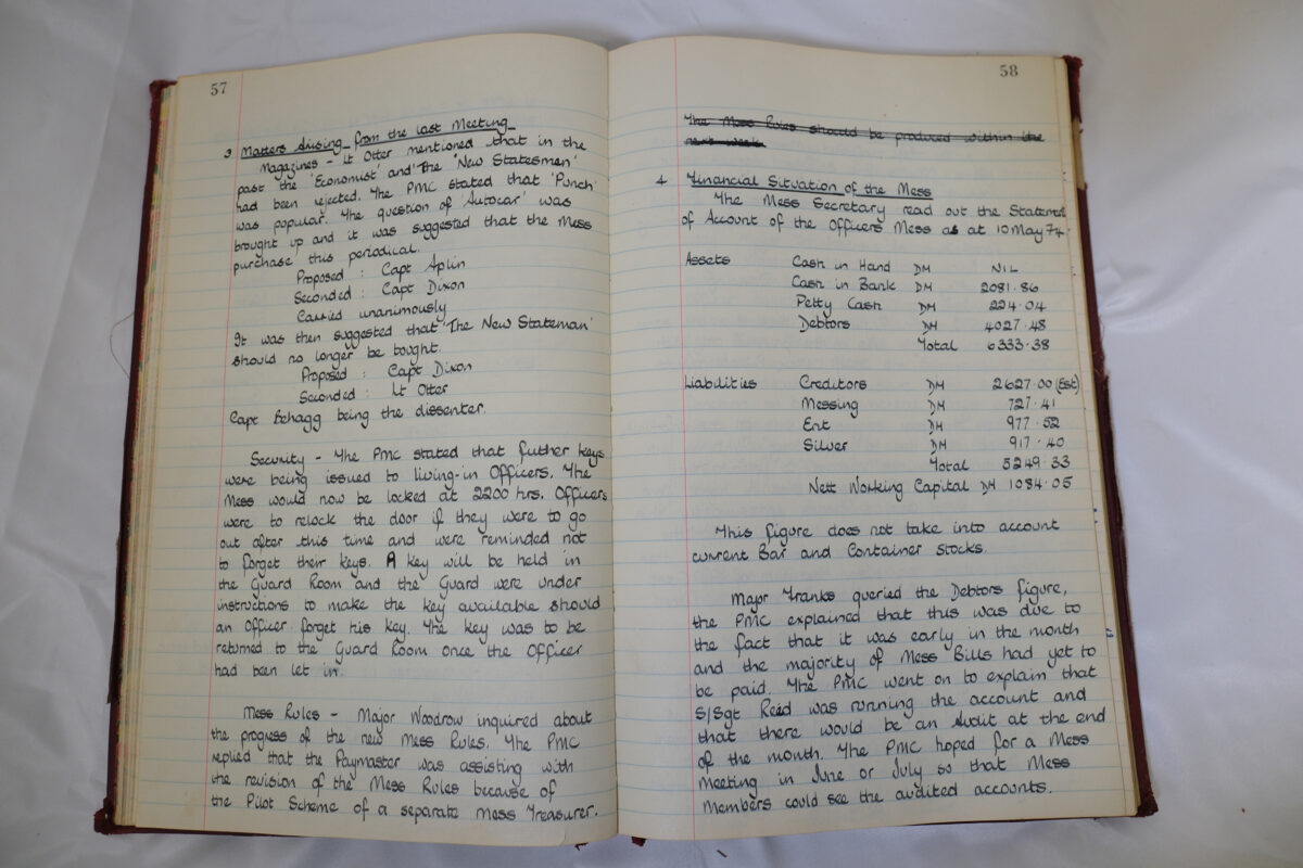 Minutes book from Royal Anglian Regiment Officers Mess Minutes book from Royal Anglian Regiment Officers Mess
