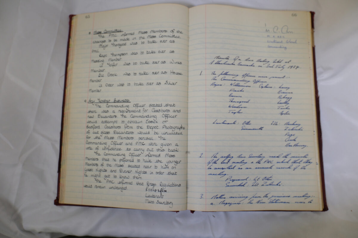 Minutes book from Royal Anglian Regiment Officers Mess Minutes book from Royal Anglian Regiment Officers Mess