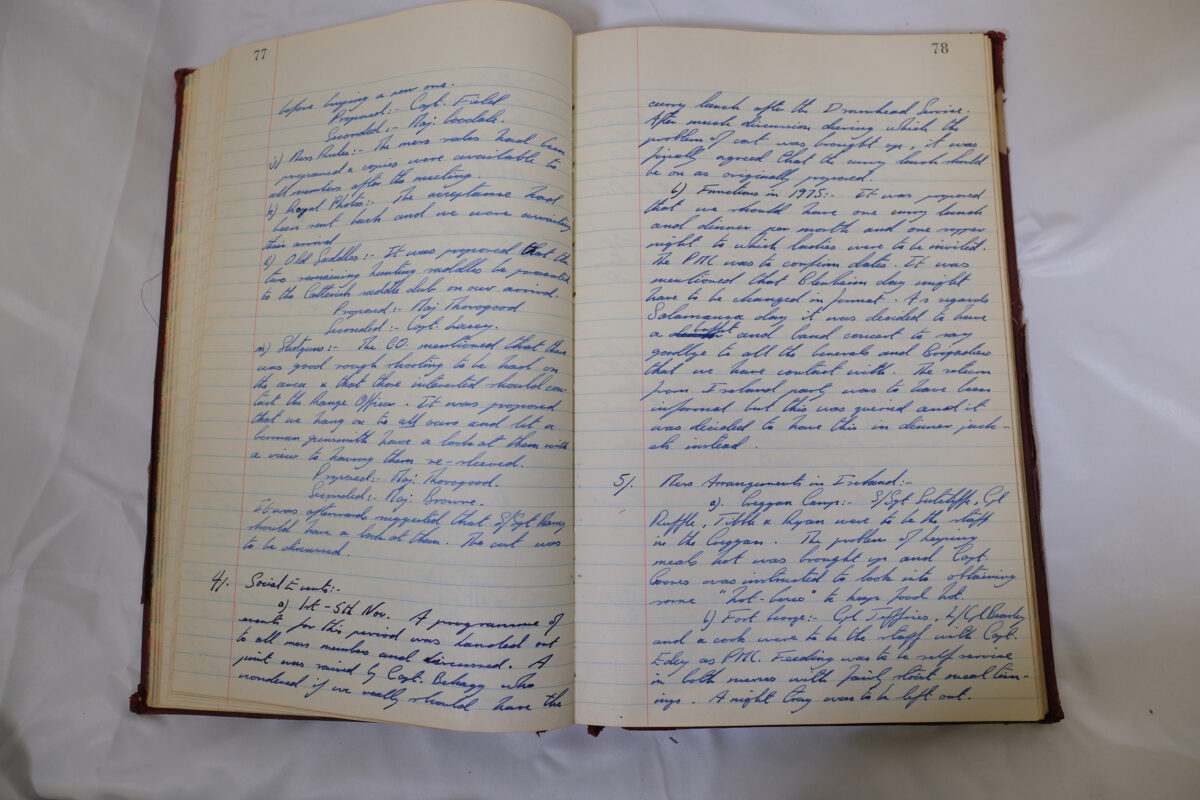 Minutes book from Royal Anglian Regiment Officers Mess Minutes book from Royal Anglian Regiment Officers Mess