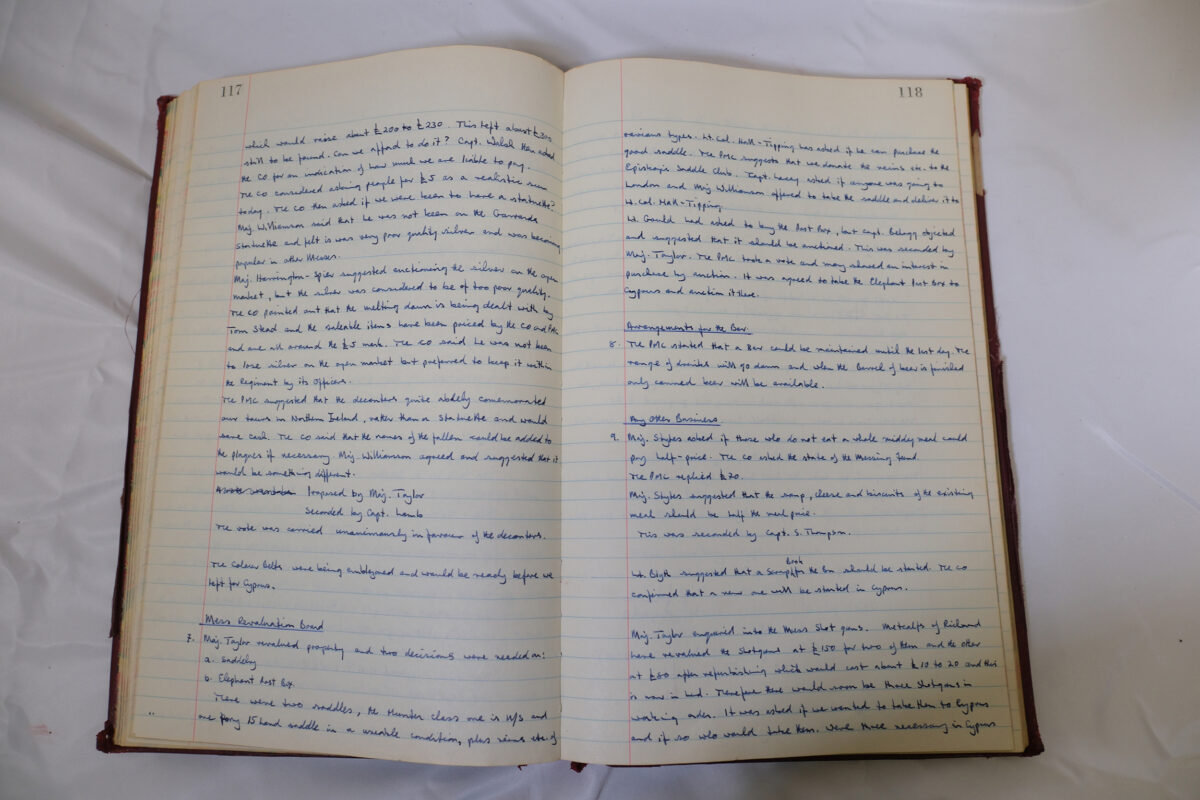 Minutes book from Royal Anglian Regiment Officers Mess Minutes book from Royal Anglian Regiment Officers Mess