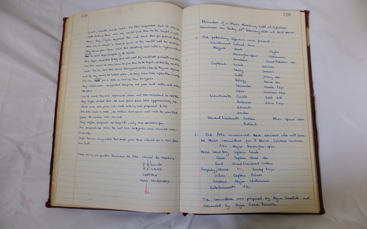 Minutes book from Royal Anglian Regiment Officers Mess Minutes book from Royal Anglian Regiment Officers Mess