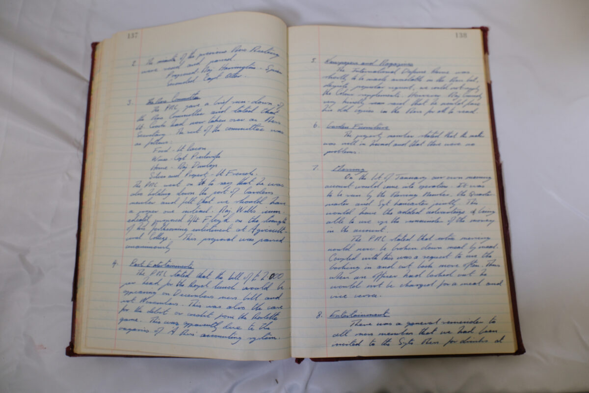 Minutes book from Royal Anglian Regiment Officers Mess Minutes book from Royal Anglian Regiment Officers Mess