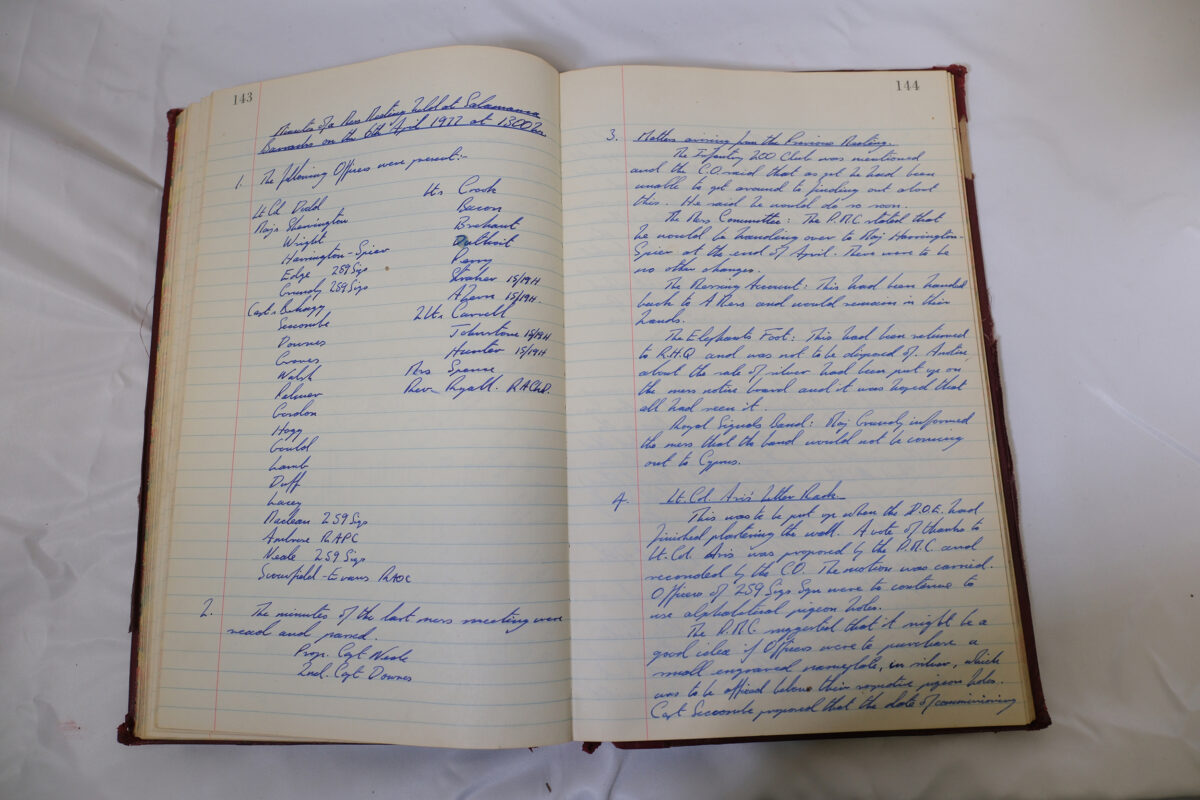 Minutes book from Royal Anglian Regiment Officers Mess Minutes book from Royal Anglian Regiment Officers Mess