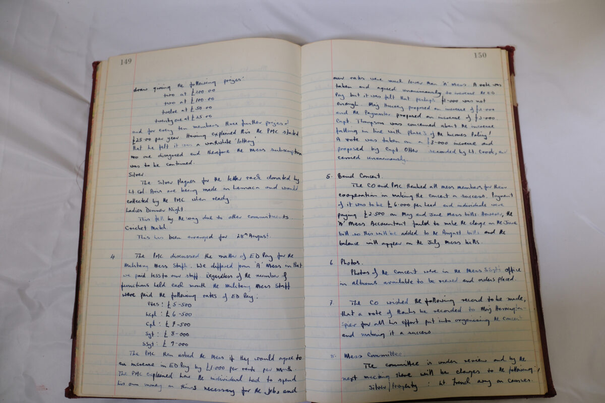Minutes book from Royal Anglian Regiment Officers Mess Minutes book from Royal Anglian Regiment Officers Mess