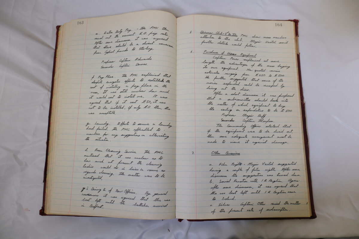 Minutes book from Royal Anglian Regiment Officers Mess Minutes book from Royal Anglian Regiment Officers Mess