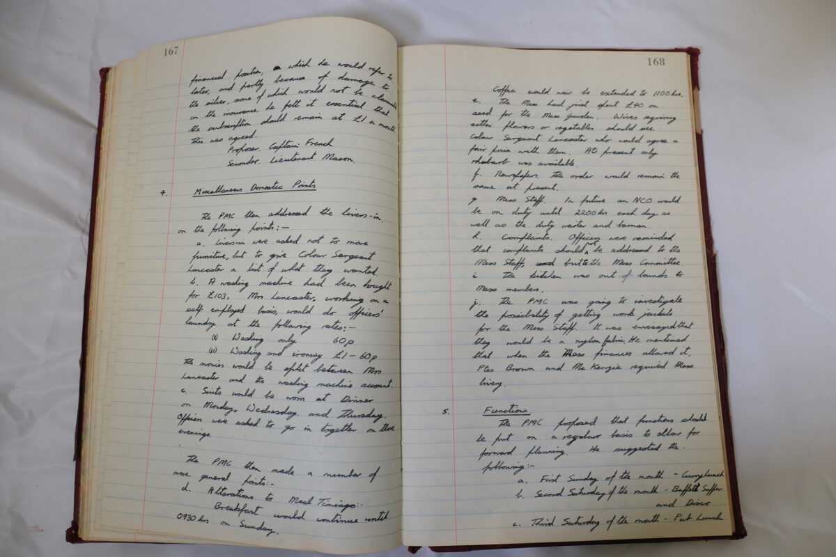 Minutes book from Royal Anglian Regiment Officers Mess Minutes book from Royal Anglian Regiment Officers Mess