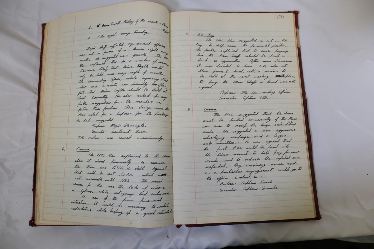 Minutes book from Royal Anglian Regiment Officers Mess Minutes book from Royal Anglian Regiment Officers Mess