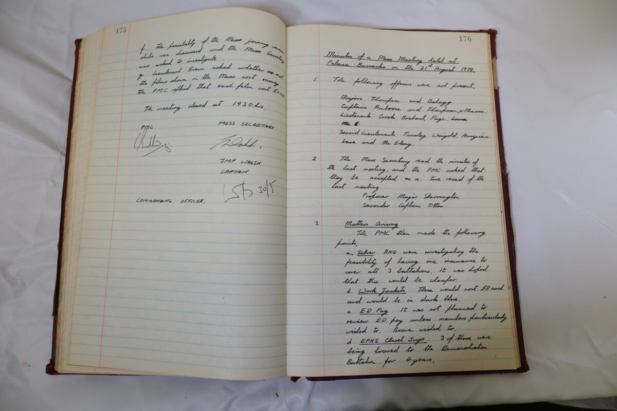 Minutes book from Royal Anglian Regiment Officers Mess Minutes book from Royal Anglian Regiment Officers Mess