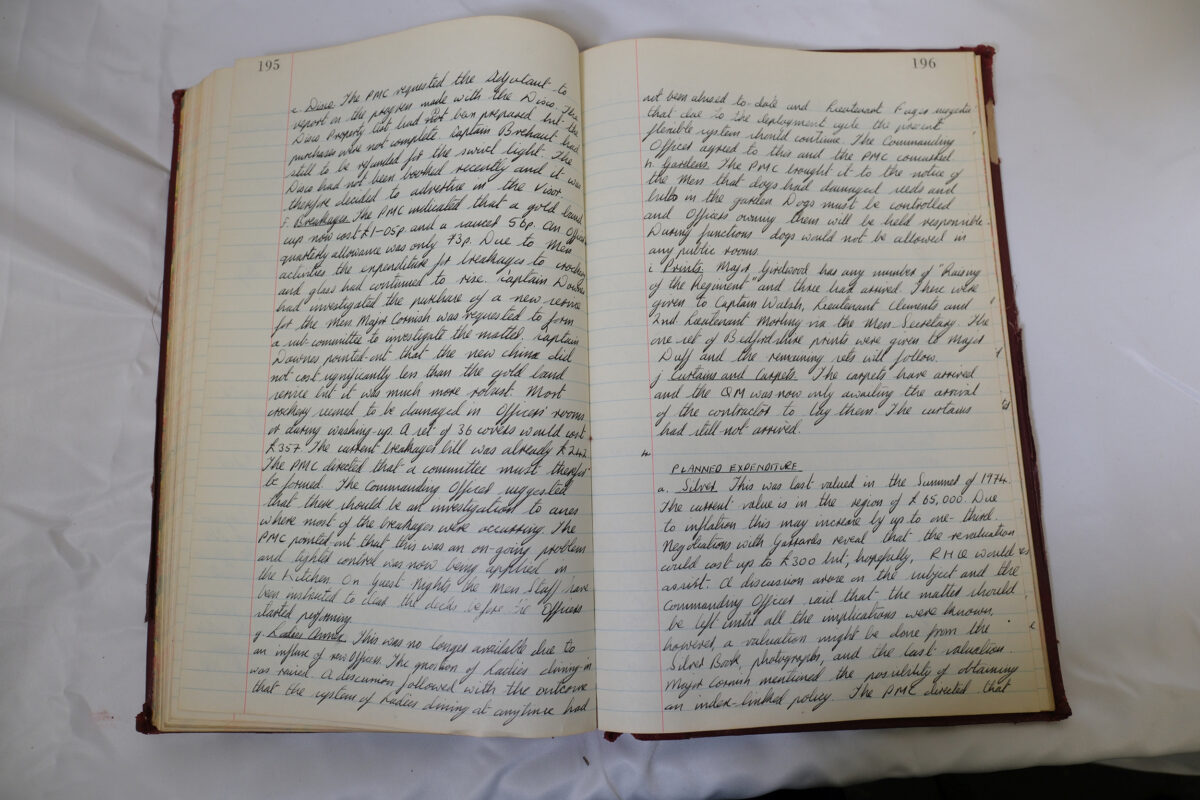 Minutes book from Royal Anglian Regiment Officers Mess Minutes book from Royal Anglian Regiment Officers Mess