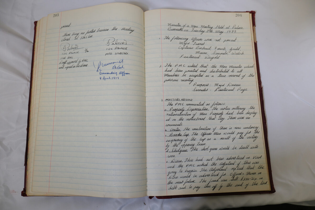 Minutes book from Royal Anglian Regiment Officers Mess Minutes book from Royal Anglian Regiment Officers Mess