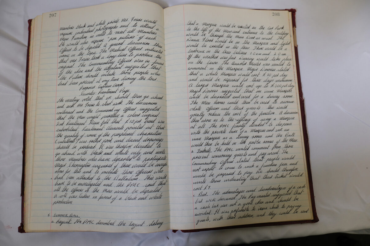 Minutes book from Royal Anglian Regiment Officers Mess Minutes book from Royal Anglian Regiment Officers Mess