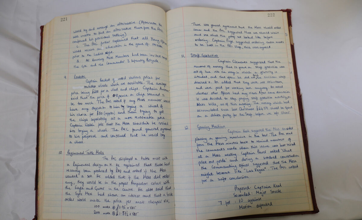 Minutes book from Royal Anglian Regiment Officers Mess Minutes book from Royal Anglian Regiment Officers Mess