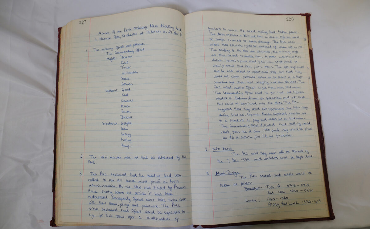 Minutes book from Royal Anglian Regiment Officers Mess Minutes book from Royal Anglian Regiment Officers Mess