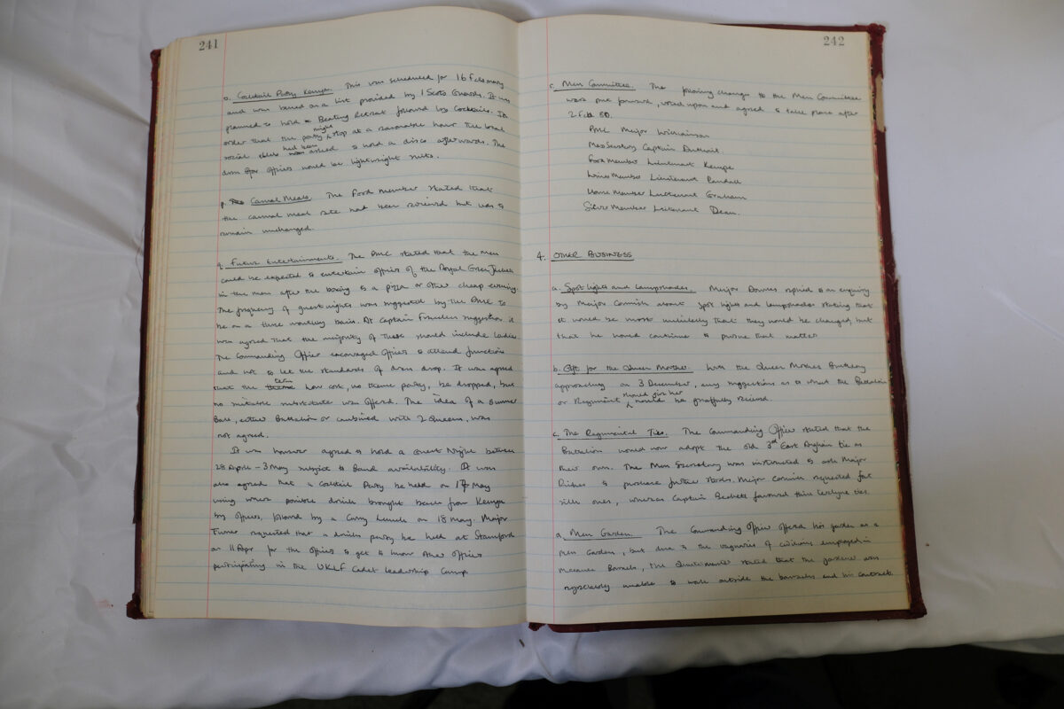 Minutes book from Royal Anglian Regiment Officers Mess Minutes book from Royal Anglian Regiment Officers Mess