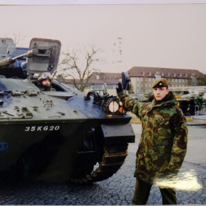 Royal Anglian Regiment soldier in Germany with Warrior Armoured vehicle Royal Anglian Regiment soldier in Germany with Warrior Armoured vehicle
