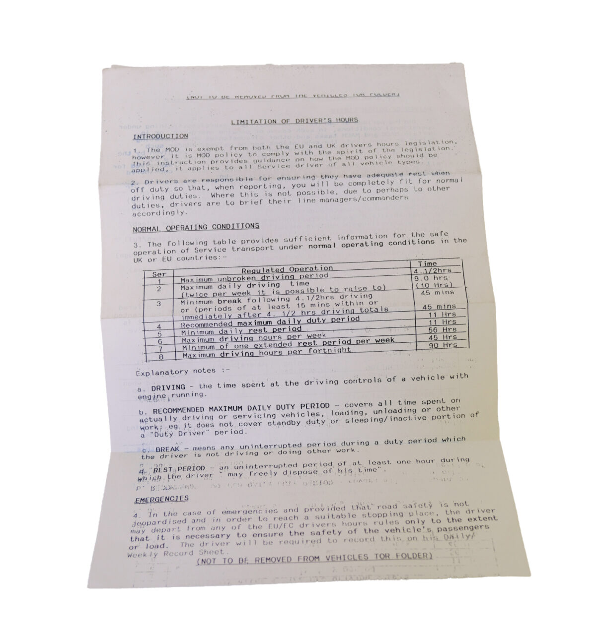 Limitation of Drivers Hours policy document Limitation of Drivers Hours policy document