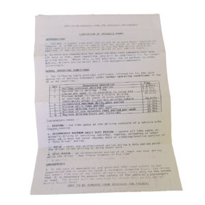 Limitation of Drivers Hours policy document