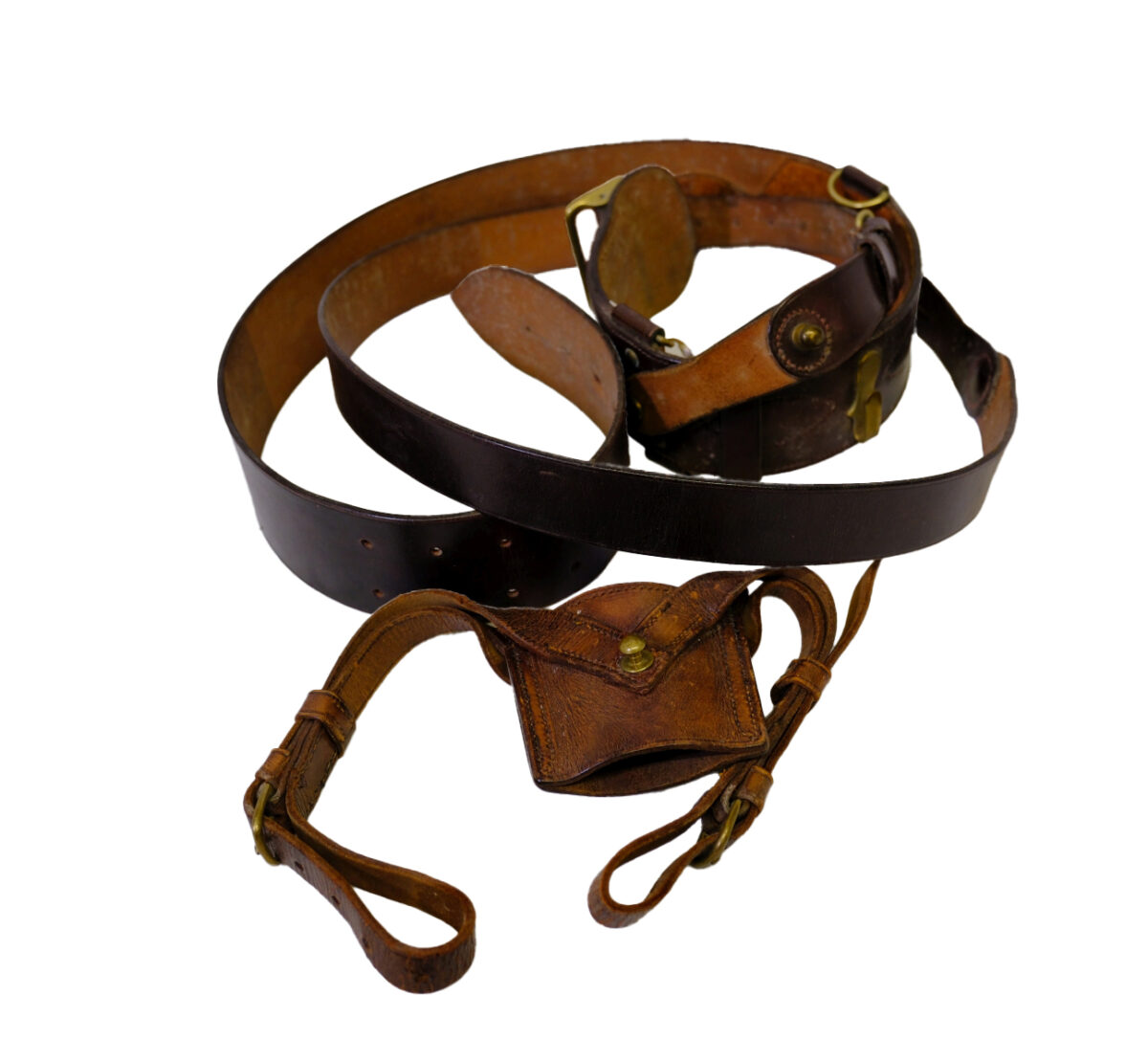 Officers Sam Brown leather belt and cross belt
