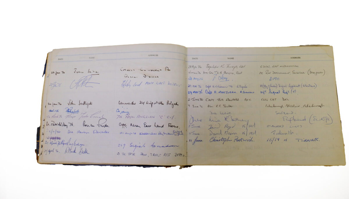 3rd Battalion Royal Anglian Regiment Visitors book commencing 1974 -1990. 3rd Battalion Royal Anglian Regiment Visitors book commencing 1974 -1990.