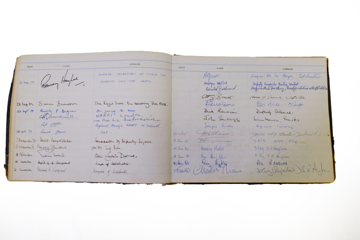 3rd Battalion Royal Anglian Regiment Visitors book commencing 1974 -1990. 3rd Battalion Royal Anglian Regiment Visitors book commencing 1974 -1990.