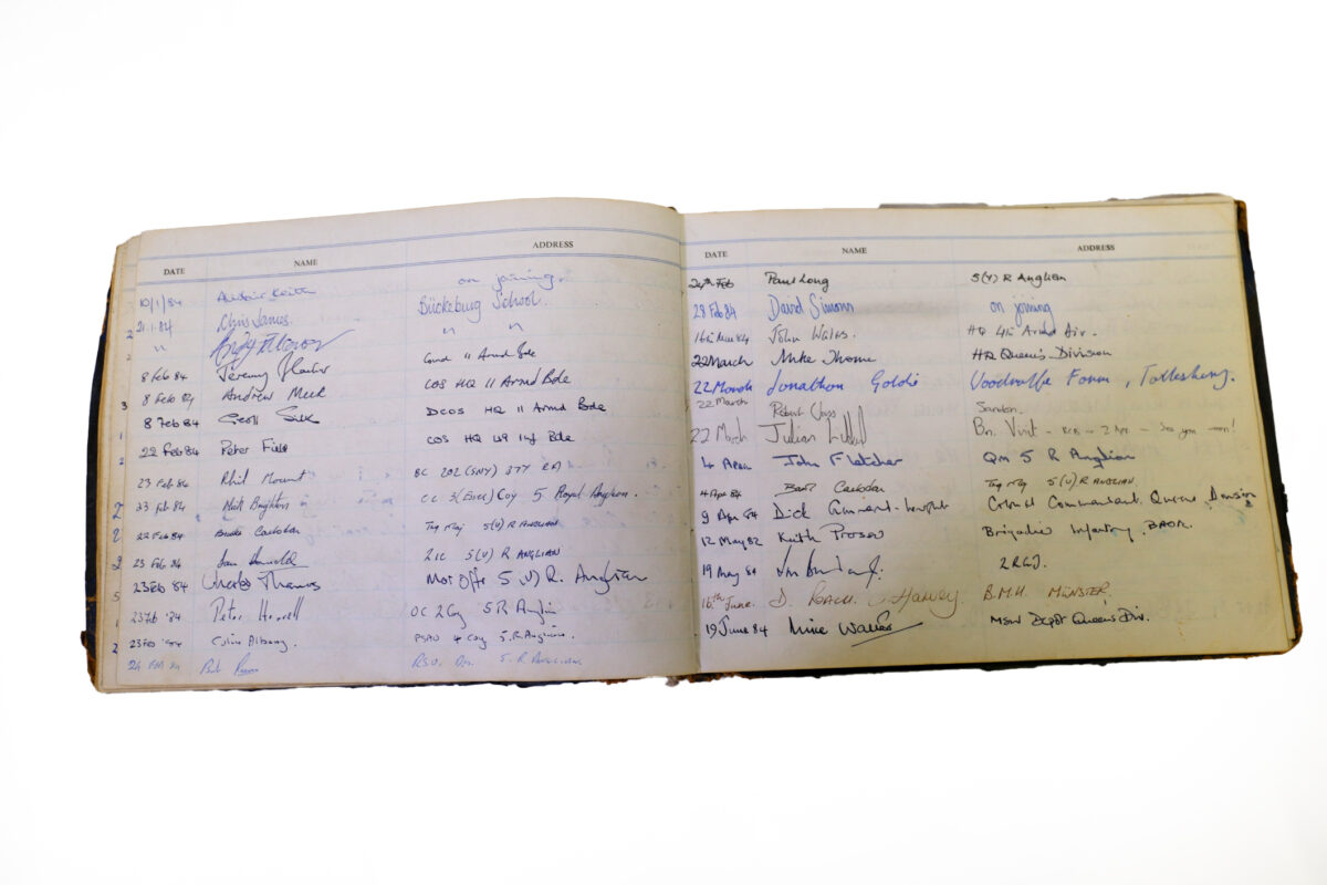 3rd Battalion Royal Anglian Regiment Visitors book commencing 1974 -1990. 3rd Battalion Royal Anglian Regiment Visitors book commencing 1974 -1990.
