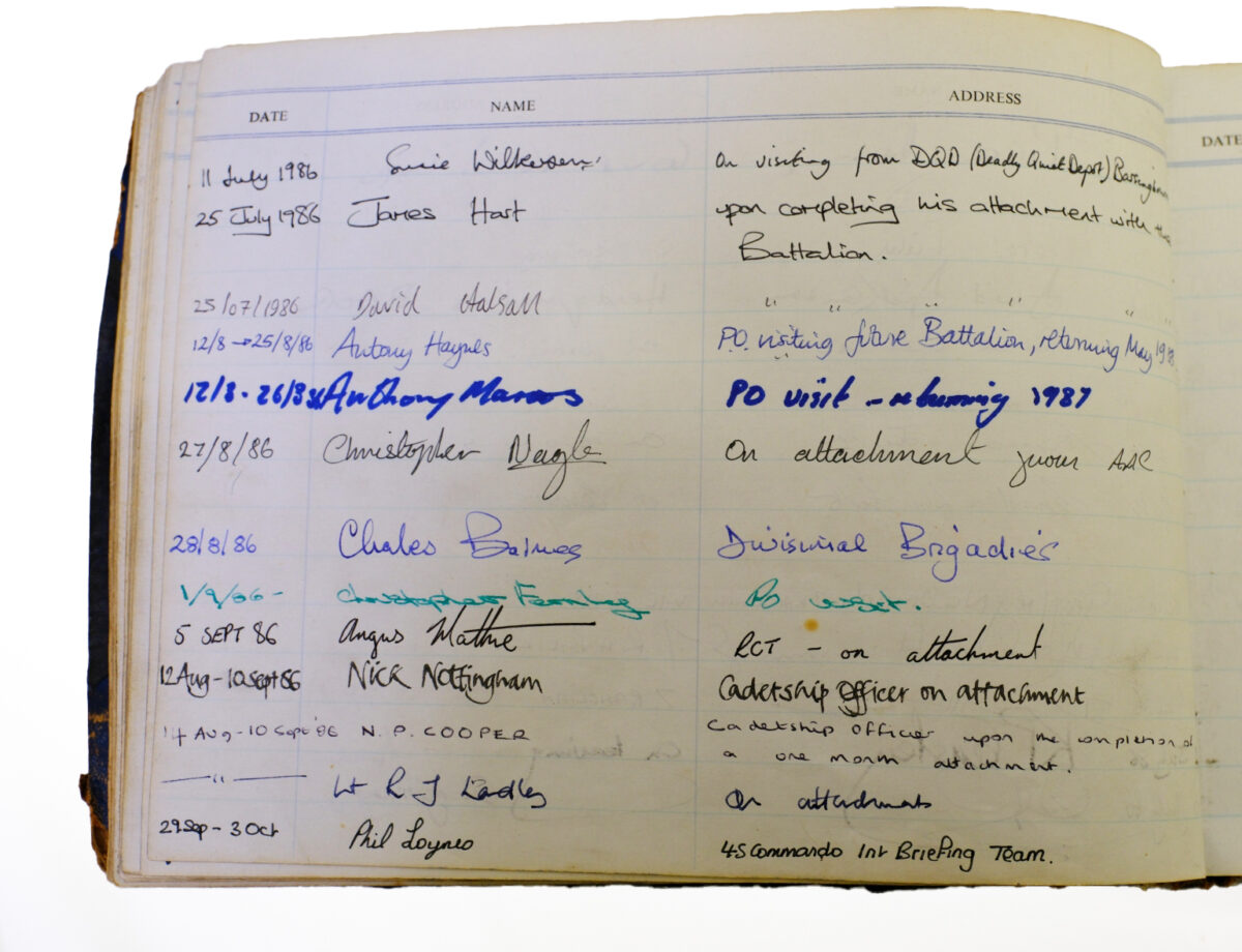 3rd Battalion Royal Anglian Regiment Visitors book commencing 1974 -1990. 3rd Battalion Royal Anglian Regiment Visitors book commencing 1974 -1990.