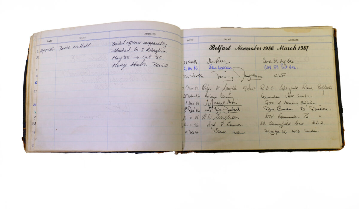 3rd Battalion Royal Anglian Regiment Visitors book commencing 1974 -1990. 3rd Battalion Royal Anglian Regiment Visitors book commencing 1974 -1990.