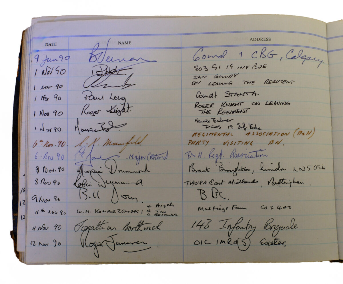 3rd Battalion Royal Anglian Regiment Visitors book commencing 1974 -1990. 3rd Battalion Royal Anglian Regiment Visitors book commencing 1974 -1990.