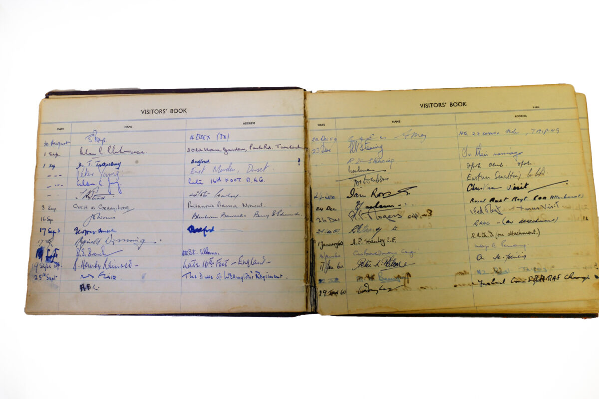 3rd Battalion Royal Anglian Regiment Visitors book commencing 1958-1974. 3rd Battalion Royal Anglian Regiment Visitors book commencing 1958-1974.
