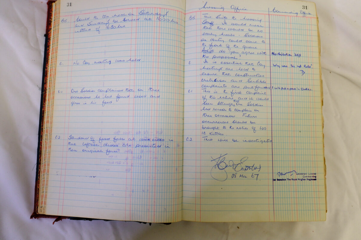1st Battalion Royal Anglian Regiment Records Ledger March 1965 - September 1984 1st Battalion Royal Anglian Regiment Records Ledger March 1965 - September 1984