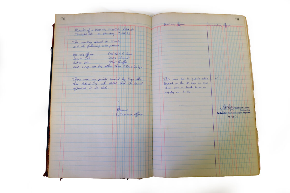 1st Battalion Royal Anglian Regiment Records Ledger March 1965 - September 1984 1st Battalion Royal Anglian Regiment Records Ledger March 1965 - September 1984