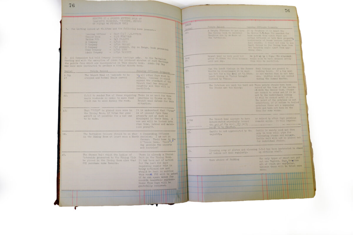 1st Battalion Royal Anglian Regiment Records Ledger March 1965 - September 1984 1st Battalion Royal Anglian Regiment Records Ledger March 1965 - September 1984