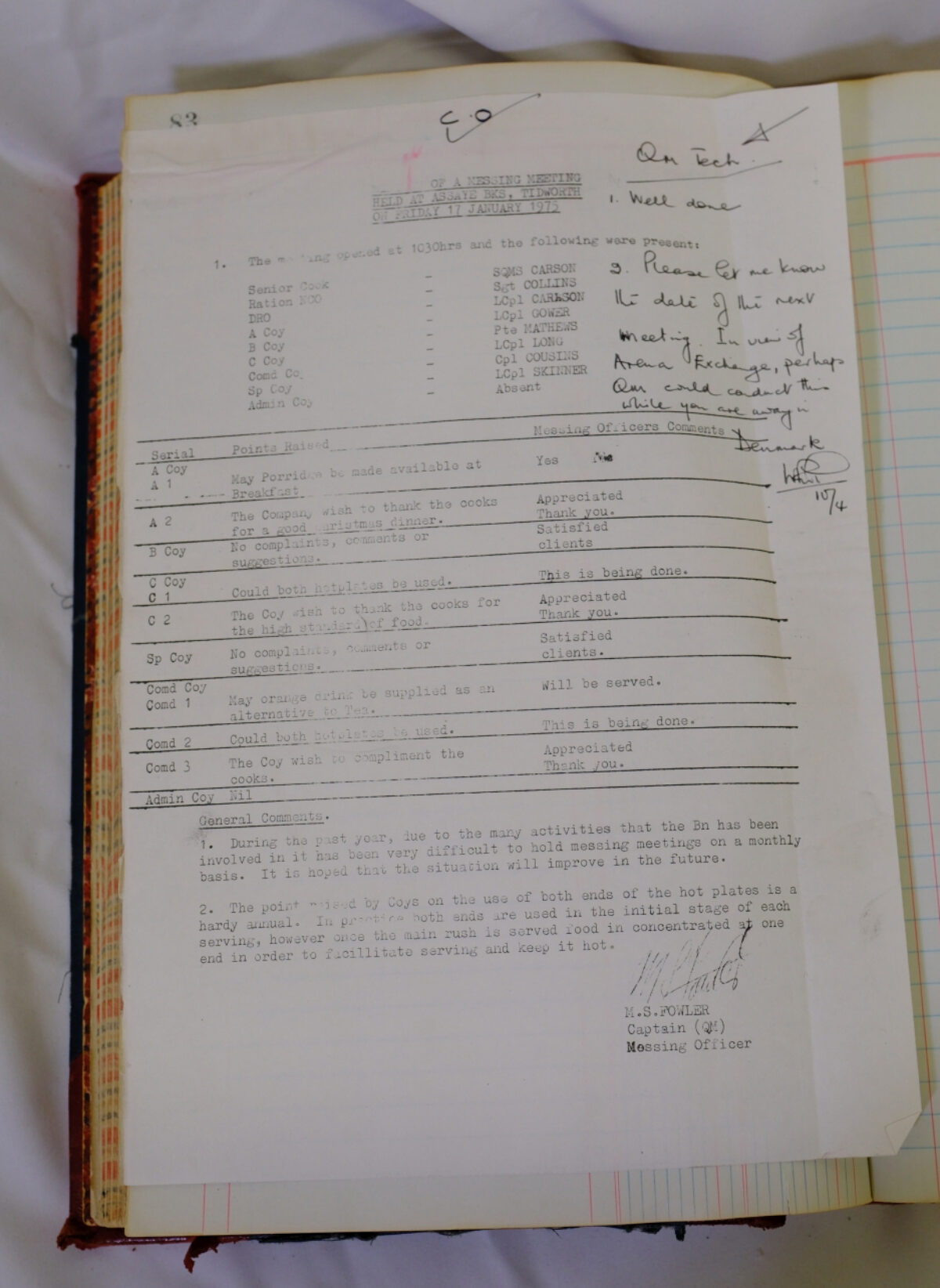 1st Battalion Royal Anglian Regiment Records Ledger March 1965 - September 1984 1st Battalion Royal Anglian Regiment Records Ledger March 1965 - September 1984