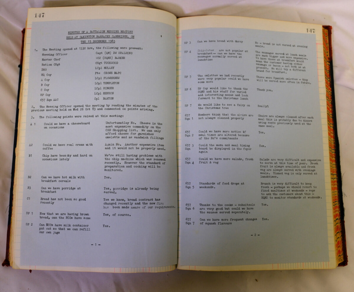 1st Battalion Royal Anglian Regiment Records Ledger March 1965 - September 1984 1st Battalion Royal Anglian Regiment Records Ledger March 1965 - September 1984