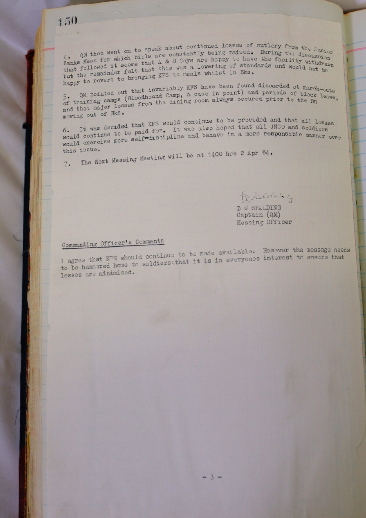 1st Battalion Royal Anglian Regiment Records Ledger March 1965 - September 1984 1st Battalion Royal Anglian Regiment Records Ledger March 1965 - September 1984