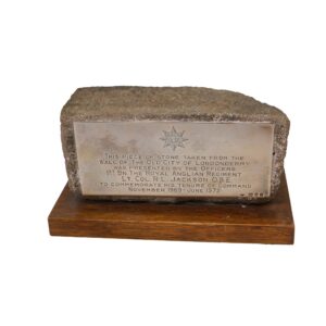Presentation item - piece of the wall of the old city of Londonderry presented in November 1972