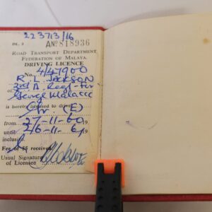 Malayan Driving Licence issued to R L Jackson 1960 3rd East Anglian Regiment Malayan Driving Licence issued to R L Jackson 1960 3rd East Anglian Regiment