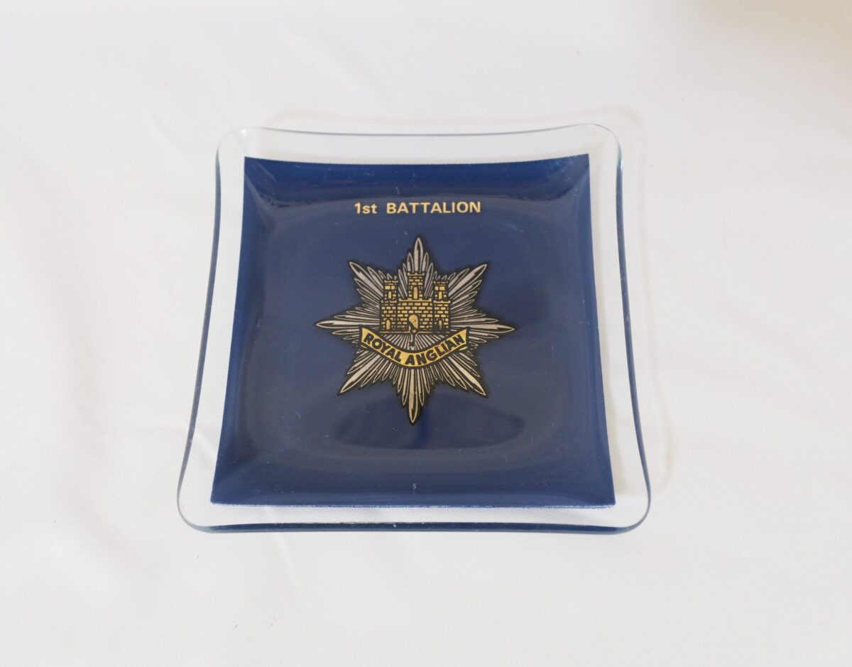 Royal Anglian Regiment glass ash tray Royal Anglian Regiment glass ash tray