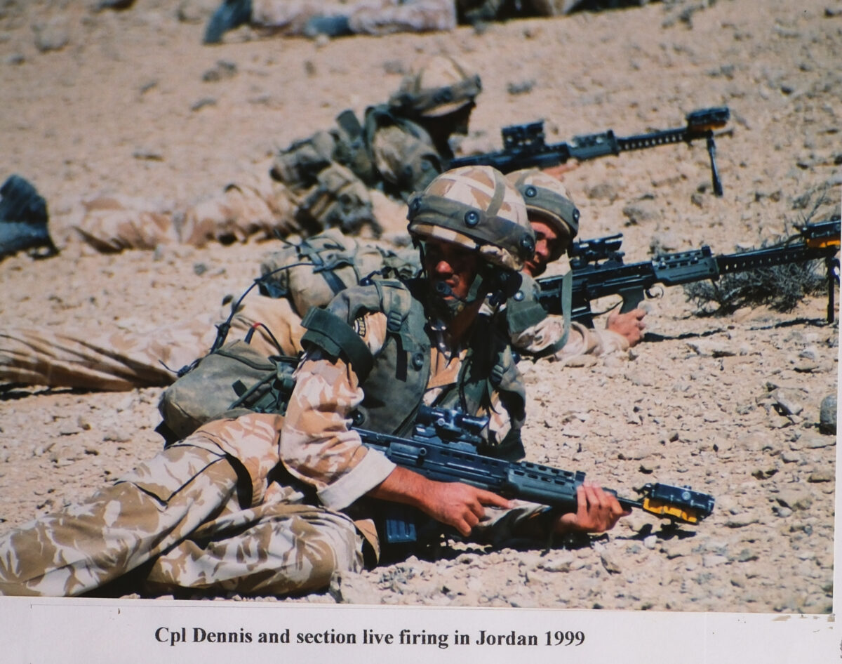 Corporal Dennis section live firing 2nd Battalion (The Poachers) Royal Anglian Regiment in Jordan in 1999 Corporal Dennis section live firing 2nd Battalion (The Poachers) Royal Anglian Regiment in Jordan in 1999