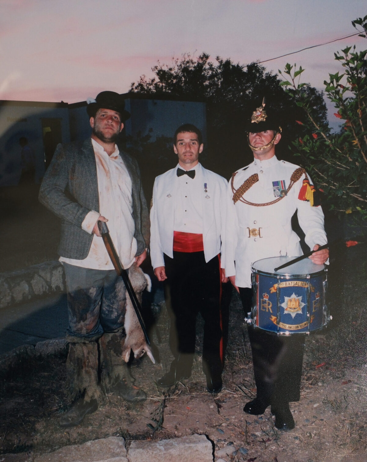 2nd Battalion Royal Anglian Regiment - A Poacher with Drummer pre boxing event in 1999. 2nd Battalion Royal Anglian Regiment - A Poacher with Drummer pre boxing event in 1999.