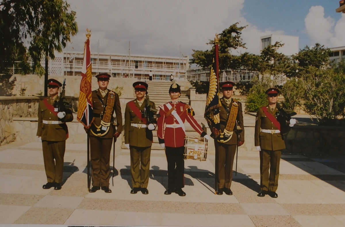 2nd Battalion Royal Anglian Regiment Regimental Colours ready for parade in Cyprus 1999 2nd Battalion Royal Anglian Regiment Regimental Colours ready for parade in Cyprus 1999