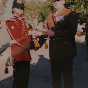 2nd Battalion Royal Anglian Regiment annual inspection Drums Platoon and presentation of Silver Bugle - 1999. By the Commanding Officer to Drummer Hume. 2nd Battalion Royal Anglian Regiment annual inspection Drums Platoon and presentation of Silver Bugle - 1999. By the Commanding Officer to Drummer Hume.