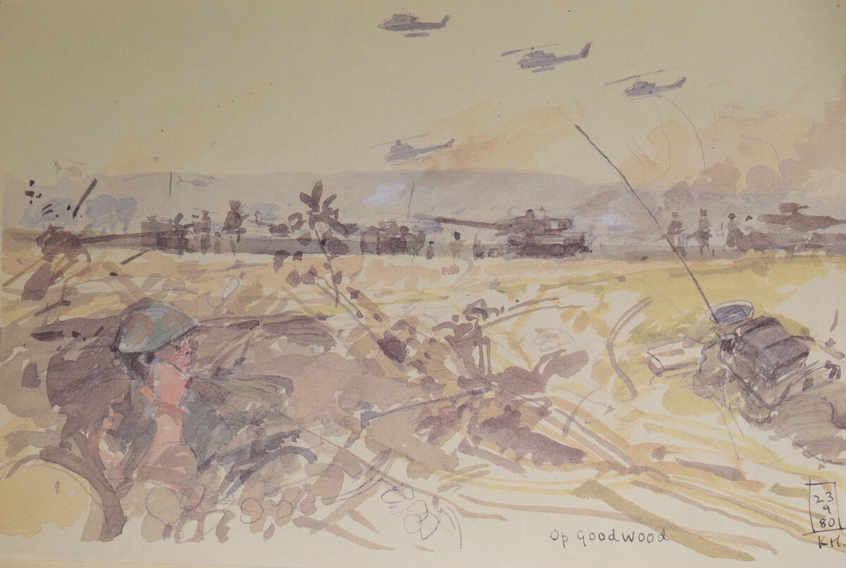 Sketch Book Exercise Crusader - Spearpoint 80 by Ken Howard. Spearpoint 80 was a large-scale Cold War military exercise. Sketch Book Exercise Crusader - Spearpoint 80 by Ken Howard. Spearpoint 80 was a large-scale Cold War military exercise.