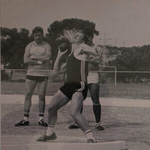 2nd Battalion in Cyprus - Athletics. Lance Corporal Woodcock and the Shot put