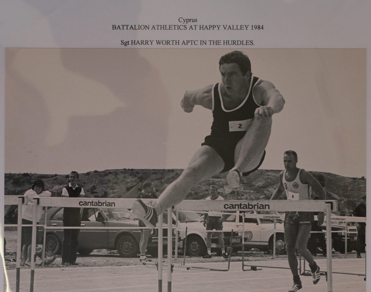 2nd Battalion in Cyprus - Athletics. Sergeant Harry Worth in the hurdles 2nd Battalion in Cyprus - Athletics. Sergeant Harry Worth in the hurdles