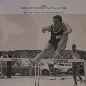 2nd Battalion in Cyprus - Athletics. Sergeant Harry Worth in the hurdles